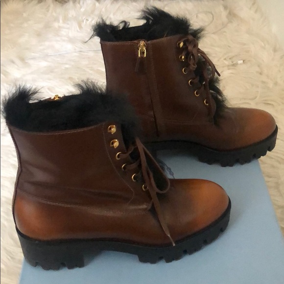 Prada Shearling-lined leather ankle boots - Picture 10 of 14